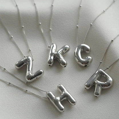 Bubble Letter Initial Necklace
