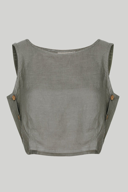 Boxy Crop Top in Dark Green