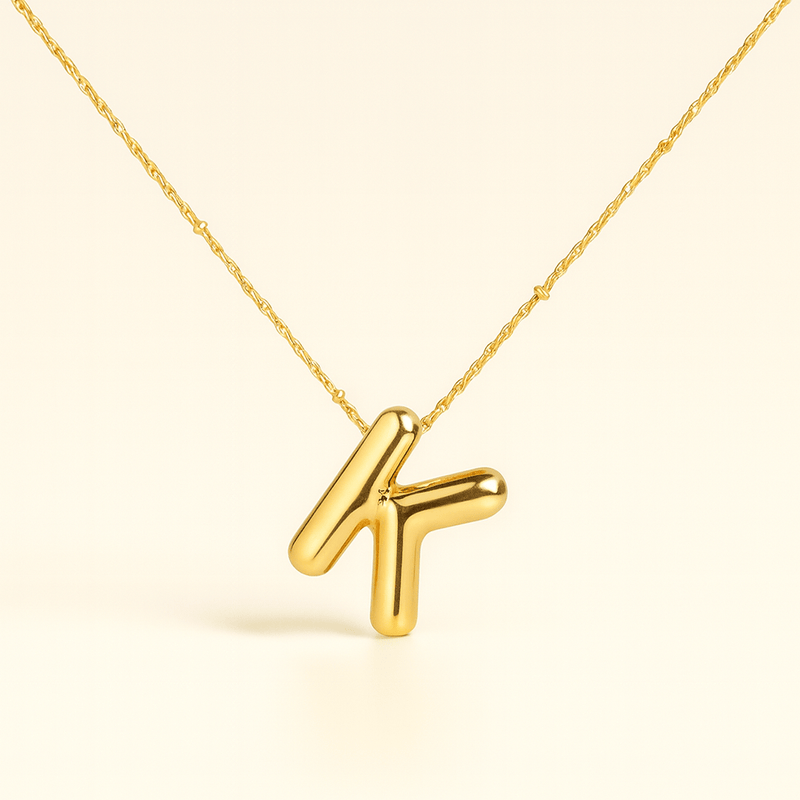 Bubble Letter Initial Necklace
