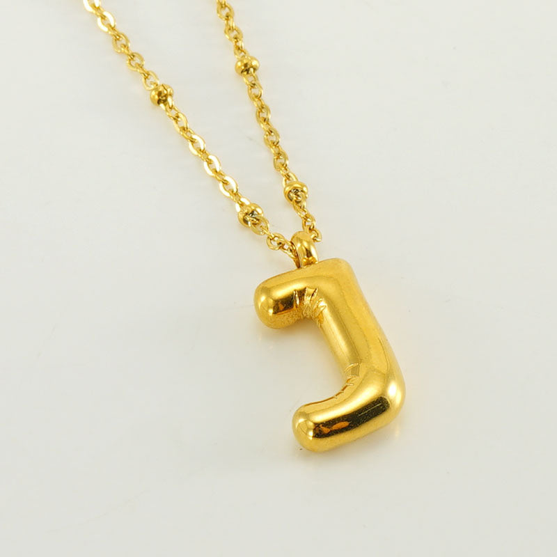 Bubble Letter Initial Necklace