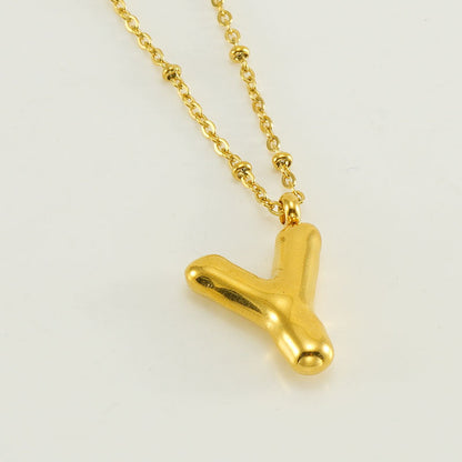 Bubble Letter Initial Necklace