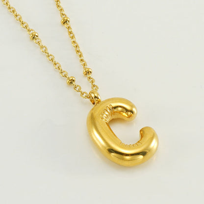 Bubble Letter Initial Necklace