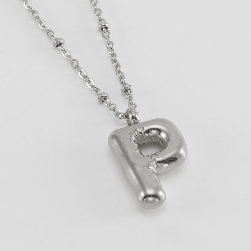Bubble Letter Initial Necklace