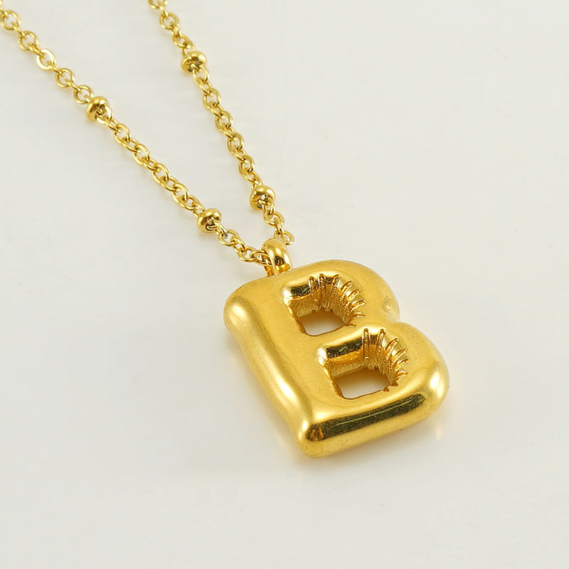 Bubble Letter Initial Necklace