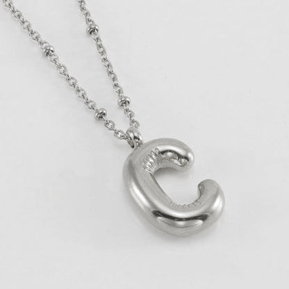 Bubble Letter Initial Necklace