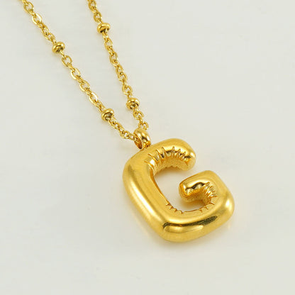 Bubble Letter Initial Necklace