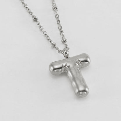 Bubble Letter Initial Necklace