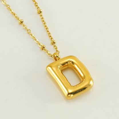 Bubble Letter Initial Necklace