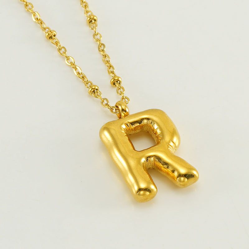Bubble Letter Initial Necklace