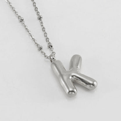 Bubble Letter Initial Necklace