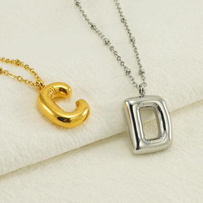 Bubble Letter Initial Necklace