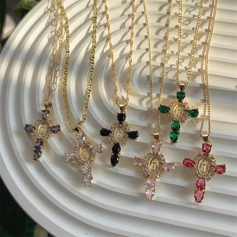 Valerie Virgin Mary Cross Pendants