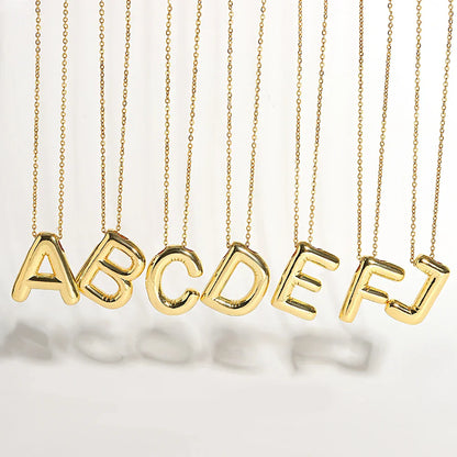 Bubble Letter Initial Necklace