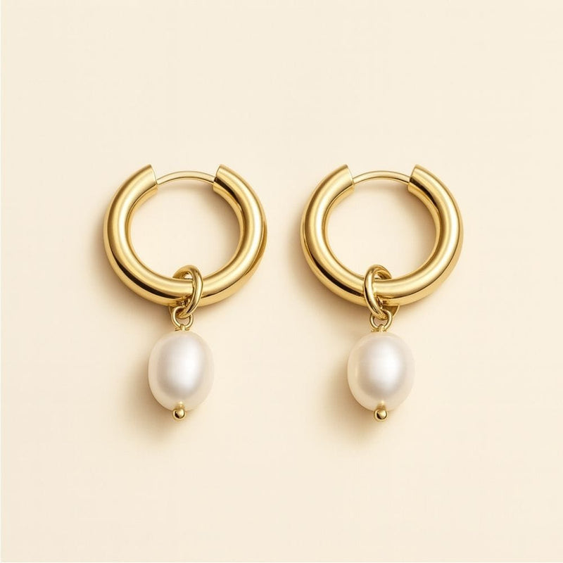 Bethany Pearl Drop Hoop