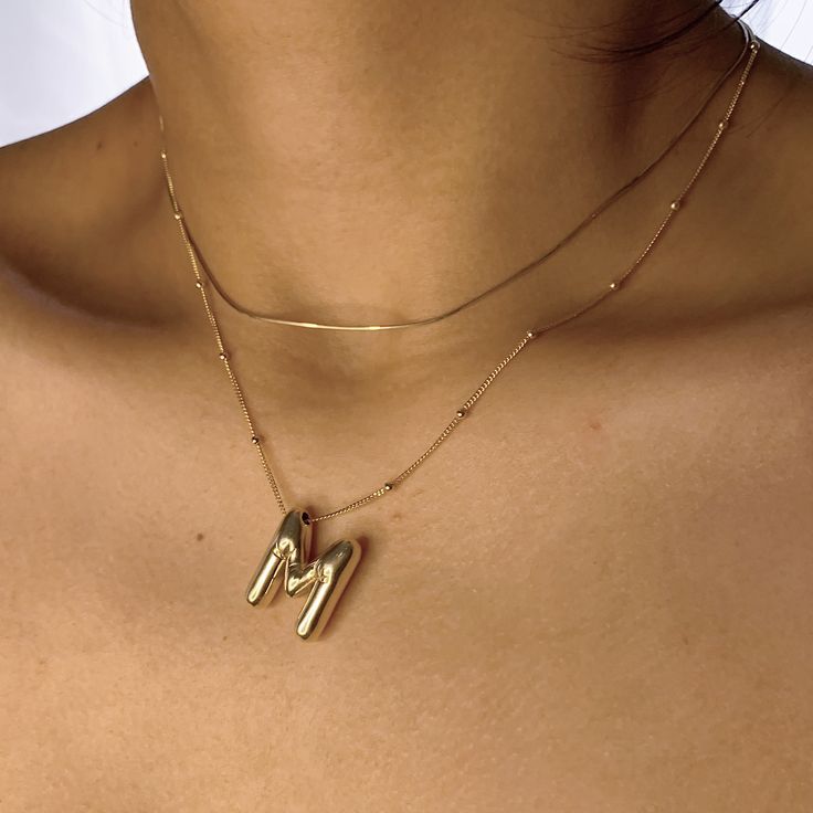 Bubble Letter Initial Necklace